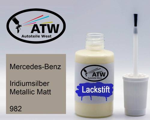 Mercedes-Benz, Iridiumsilber Metallic Matt, 982: 20ml Lackstift, von ATW Autoteile West.